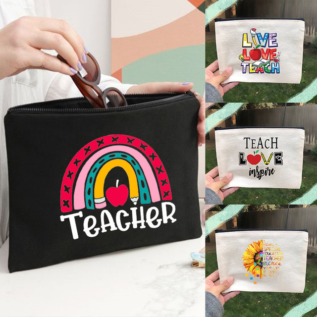 Teacher Love Inspire Print Lady Cosmetic Bags Travel Makeup